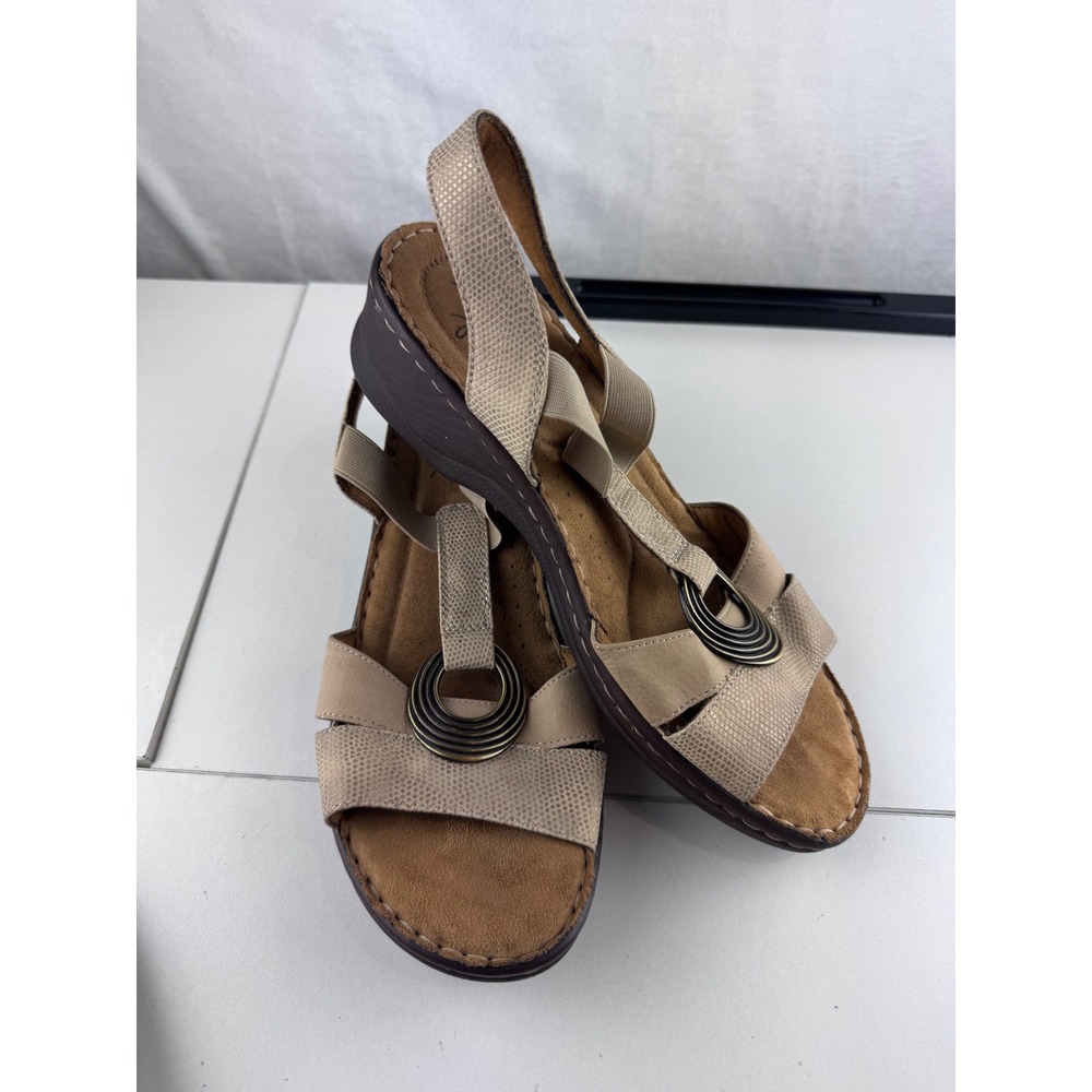 NWOT Natural Soul‎ Slingback Wedge Sandals Womens 9.5M Comfort Minimalist